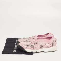 Dior Pink Mesh Crystal Embellished Fusion Sneakers Size 39