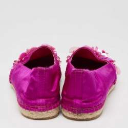 Dior Pink Canvas Embellished Espadrille Flats Size 36
