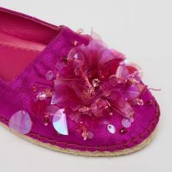 Dior Pink Canvas Embellished Espadrille Flats Size 36