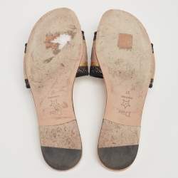 مملوكة مسبقًا Dior Tri-Color Canvas Dway Flat Slides Size 37