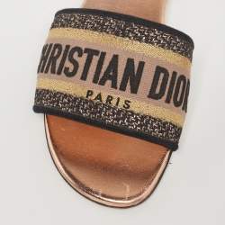 مملوكة مسبقًا Dior Tri-Color Canvas Dway Flat Slides Size 37
