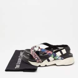 Dior Multicolor Print Canvas And Sequin Trio Fusion Slingback Sandals Size 37