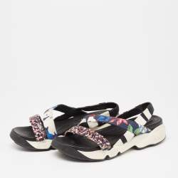 Dior Multicolor Print Canvas And Sequin Trio Fusion Slingback Sandals Size 37