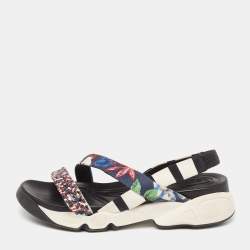 Dior Multicolor Print Canvas And Sequin Trio Fusion Slingback Sandals Size 37