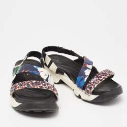 Dior Multicolor Print Canvas And Sequin Trio Fusion Slingback Sandals Size 37
