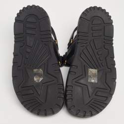 Pre Owned Dior Black Leather Dior Act Flat Sandals Size 37