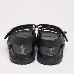 Pre Owned Dior Black Leather Dior Act Flat Sandals Size 37