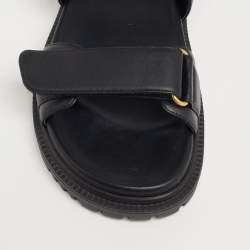 Pre Owned Dior Black Leather Dior Act Flat Sandals Size 37