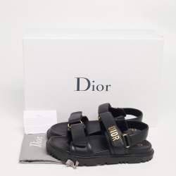 Pre Owned Dior Black Leather Dior Act Flat Sandals Size 37