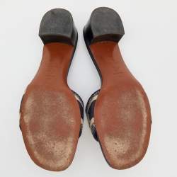 Dior Navy Blue Embroidered Canvas Dway Slide Sandals Size 39