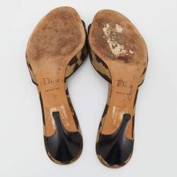 Pre Owned Dior Cammo Canvas and Leather Charm Embellished Slides Size 37