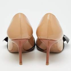 Pre Owned Dior Tricolor Patent Leather Buckle Bow Pumps Size 38