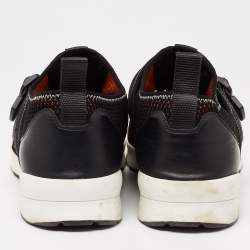 Dior Homme Orange/Black Mesh And Leather Buckle Slip On Sneakers Size 45