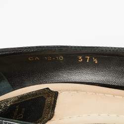 Pre Owned Dior Black Cannage Patent Leather Bow Peep-Toe Pumps Size 37.5