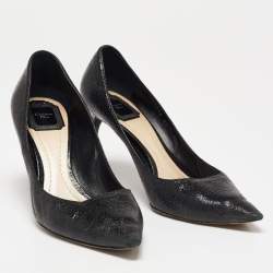 Dior Black Crackled Leather Pointed Toe Pumps Size 39
