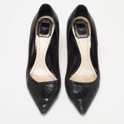 Dior Black Crackled Leather Pointed Toe Pumps Size 39