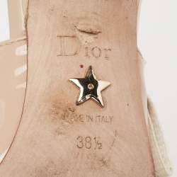 Dior Beige Patent Leather J'adior Slingback Sandals Size 38.5