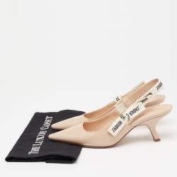 Dior Beige Patent Leather J'adior Slingback Sandals Size 38.5