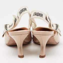 Dior Beige Patent Leather J'adior Slingback Sandals Size 38.5