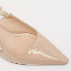 Dior Beige Patent Leather J'adior Slingback Sandals Size 38.5
