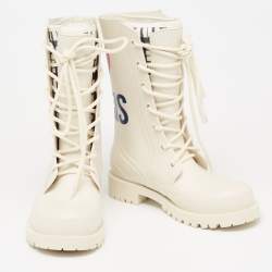 Dior Cream Rubber Diorcamp  Combat Boots Size 35