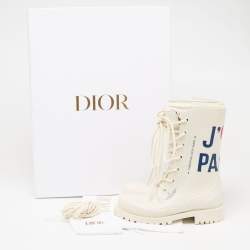 Dior Cream Rubber Diorcamp  Combat Boots Size 35