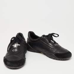 Pre Owned Dior Black Leather and Suede Low Top Sneakers Size 36
