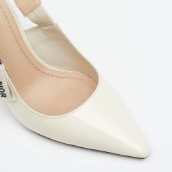 Dior Cream Patent Leather J'adior Slingback Pumps Size 38
