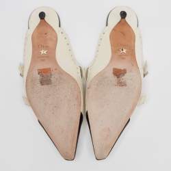 مملوكة مسبقًا حذاء سلايد ديور سبيكتاديور جلد أبيض/أسود مقاس 38