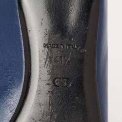 Dior Blue Leather Cannage Plaque Peep-Toe Ballet Flats Size 41.5