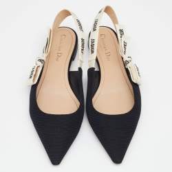 Dior Black Technical Fabric J'adior Pointed Toe Flat Slingback Sandals Size 40
