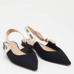 Dior Black Technical Fabric J'adior Pointed Toe Flat Slingback Sandals Size 40