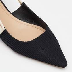 Dior Black Technical Fabric J'adior Pointed Toe Flat Slingback Sandals Size 40