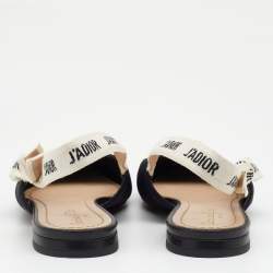 Dior Black Technical Fabric J'adior Pointed Toe Flat Slingback Sandals Size 40