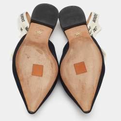 Dior Black Technical Fabric J'adior Pointed Toe Flat Slingback Sandals Size 40