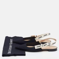 Dior Black Technical Fabric J'adior Pointed Toe Flat Slingback Sandals Size 40