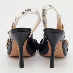 Pre Owned Dior Black Leather Applique Flowers J'Adior Pointed Toe Slingback Sandals Size 37