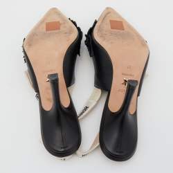 Pre Owned Dior Black Leather Applique Flowers J'Adior Pointed Toe Slingback Sandals Size 37