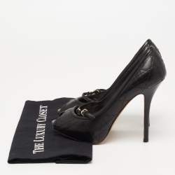 Pre Owned Dior Black Cannage Leather Peep Toe Pumps Size 36.5