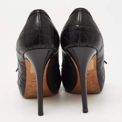 Pre Owned Dior Black Cannage Leather Peep Toe Pumps Size 36.5