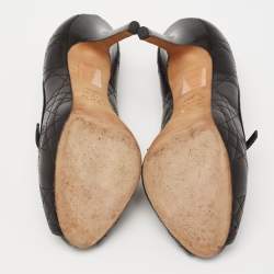 Pre Owned Dior Black Cannage Leather Peep Toe Pumps Size 36.5