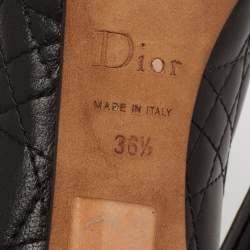 Pre Owned Dior Black Cannage Leather Peep Toe Pumps Size 36.5