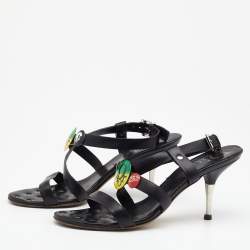 Pre Owned Dior Black Leather Strappy Sandals Size 38