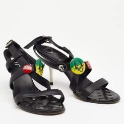 Pre Owned Dior Black Leather Strappy Sandals Size 38