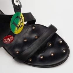 Pre Owned Dior Black Leather Strappy Sandals Size 38