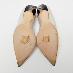 Pre Owned حذاء كعب عالي ديور جلد وجلد ثلاثي اللون مقدمة مدببة مقاس 41