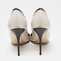 Pre Owned حذاء كعب عالي ديور جلد وجلد ثلاثي اللون مقدمة مدببة مقاس 41