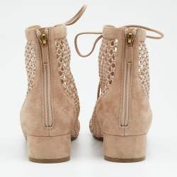 مملوكة مسبقًا Dior Beige Suede and Fishnet Naughtily-D Ankle Boots Size 39.5
