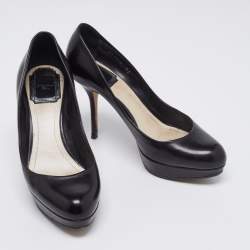 Pre Owned Dior Black Leather Platform Pumps Size 36