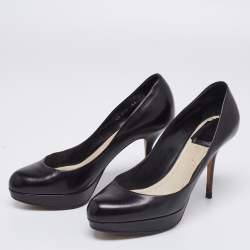 Pre Owned Dior Black Leather Platform Pumps Size 36